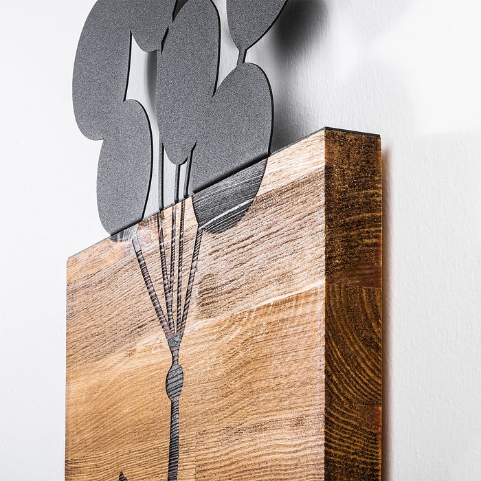 Wallity Child And Balloons Escultura de pared en Negro